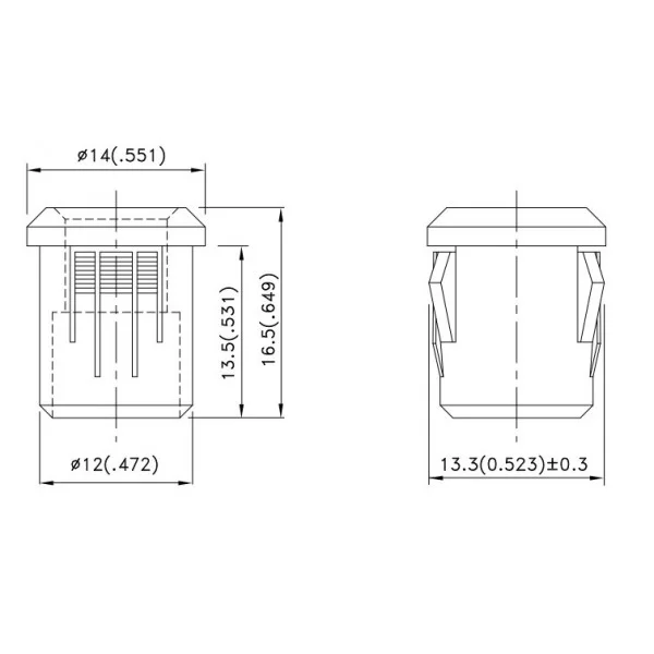 Led holder 8mm black plastic