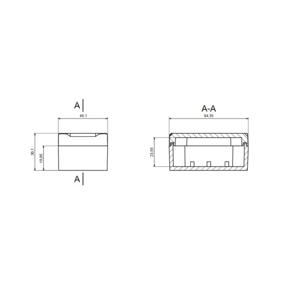 Contenitore in plastica 64.4x40.1x30.1mm stagno IP65