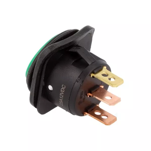 Interruttore a bascula IP65 verde 12V