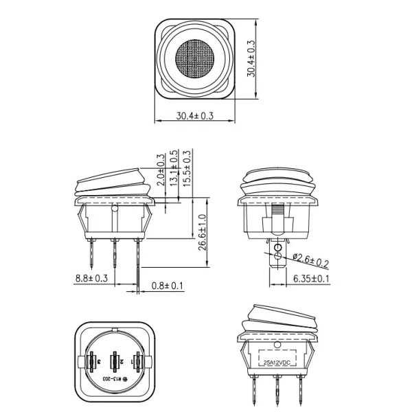 IP65 green 12V rocker switch