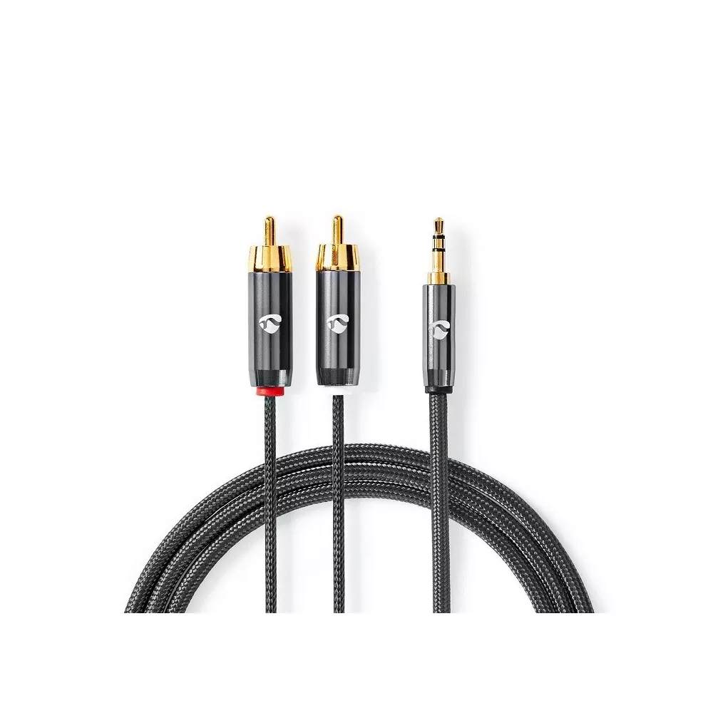 Cavo audio 1 jack 3.5mm maschio - 2 RCA maschio dorato 1mt alta qualità