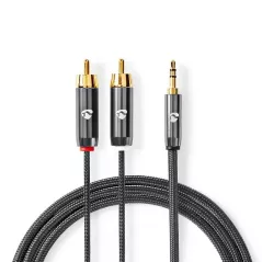 Cavo audio 1 jack 3.5mm maschio - 2 RCA maschio dorato 1mt alta qualità