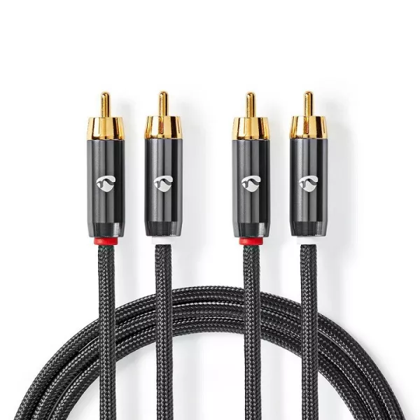 Audio cable 2 RCA male - 2 RCA male golden 1mt high quality