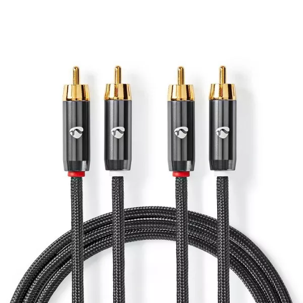 Cavo audio 2 RCA maschio - 2 RCA maschio dorato 1mt alta qualità