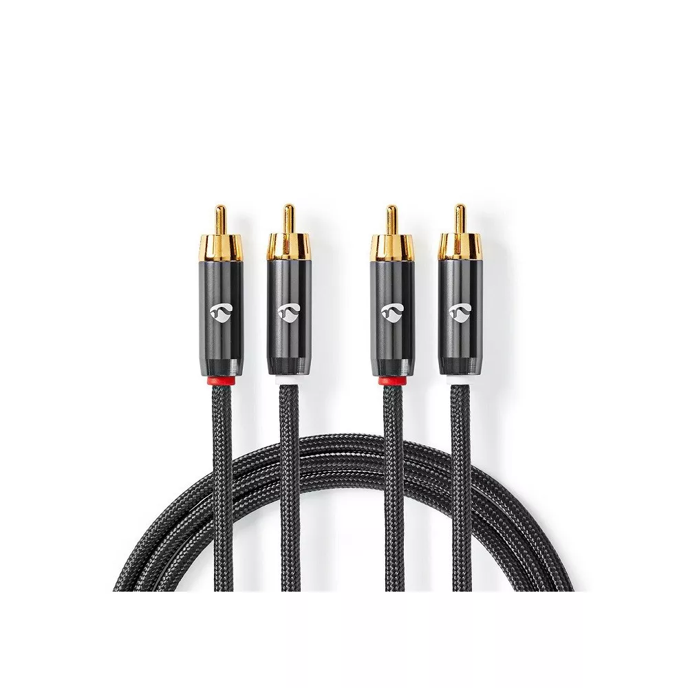 Cavo audio 2 RCA maschio - 2 RCA maschio dorato 1mt alta qualità