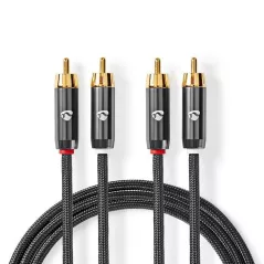 Cavo audio 2 RCA maschio - 2 RCA maschio dorato 1mt alta qualità