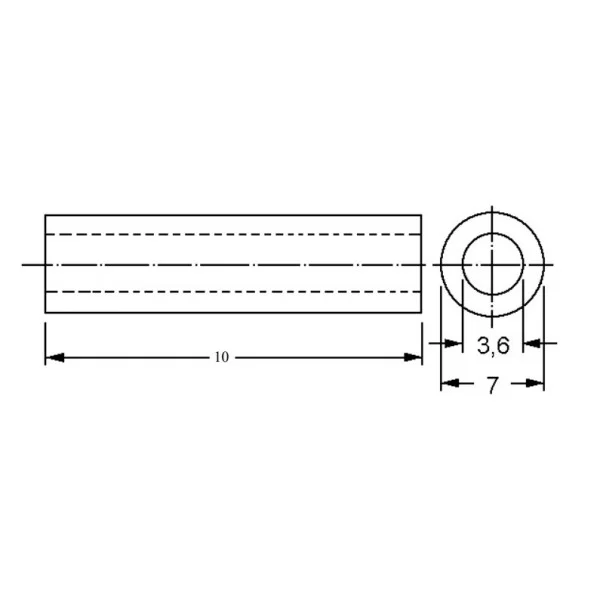 10mm cylindrical plastic spacer