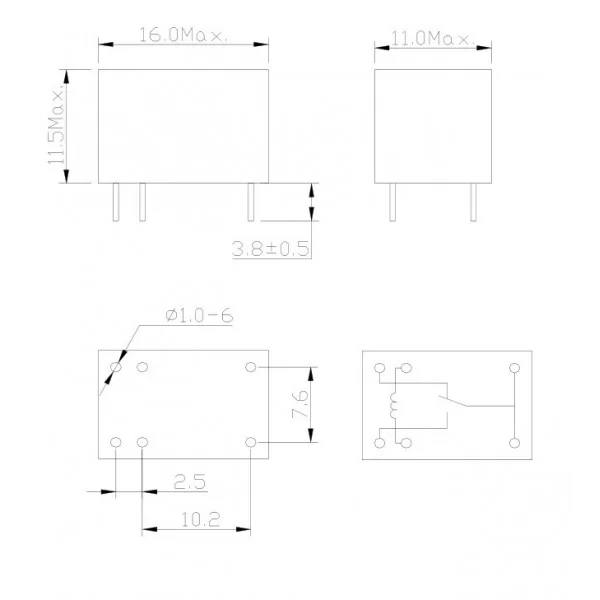 Mini relè 24V 1A 1 scambio FRS1H24