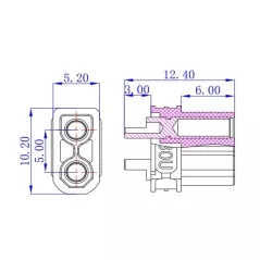 2-pole XT30 female DC power supply connector