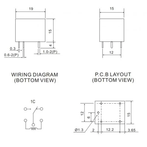 Relay 12V 10A 1 Exchange LEG-12F Rayex