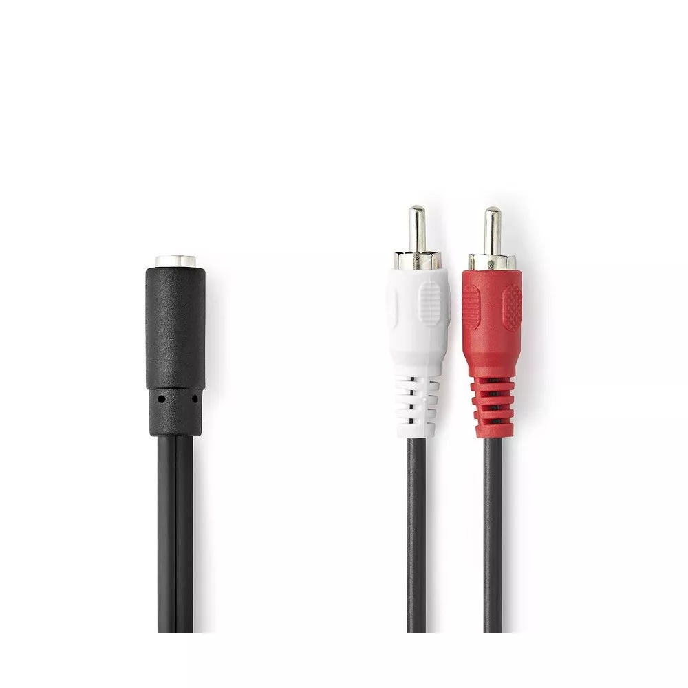 Audio cable 2 RCA male - 1 jack 3.5mm stereo female 20cm