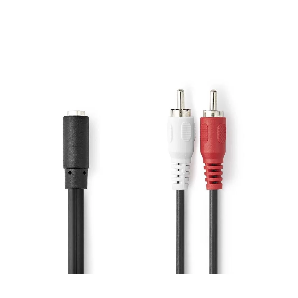 Audio cable 2 RCA male - 1 jack 3.5mm stereo female 20cm