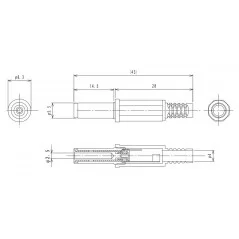 Connettore femmina DC 5.5x2.5mm lungo