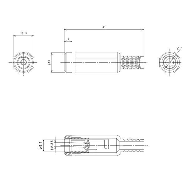 Connettore maschio DC 5.5x2.5mm Lumberg