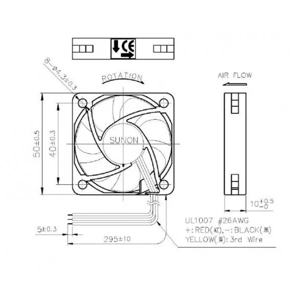 Ventola 50x50x10 12V tachimetrica MF50101V1-1000U-G99