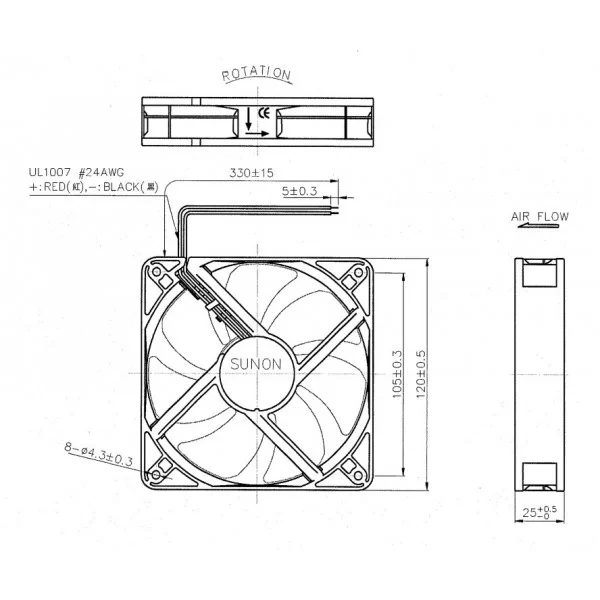 Ventola 120x120x25 12V MEC0251V1-000U-A99
