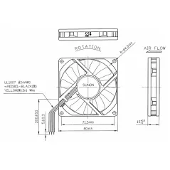 Ventola 80x80x15 12V tachimetrica ME80151V1-000U-G99