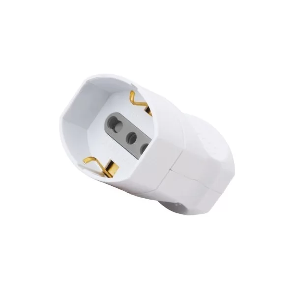 Schuko flying net socket + 10-16A bypass white