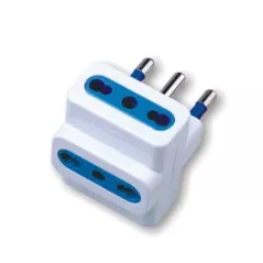 Triple adapter with 3 10-16A sockets and white 16A plug