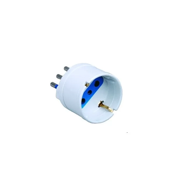 Adapter with schuko socket and 10A white plug output