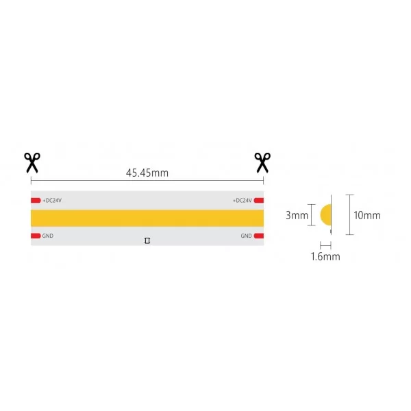 Striscia LED IP20 COB giallo 24V