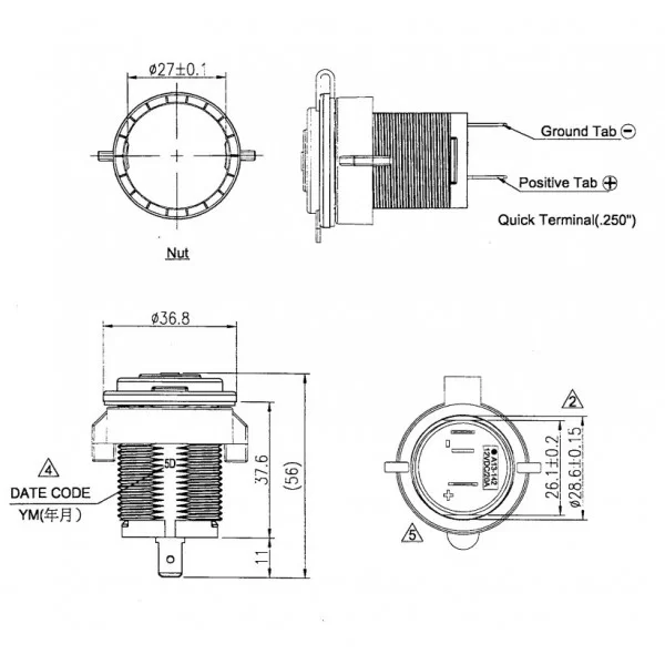 Panel cigarette lighter socket with cap