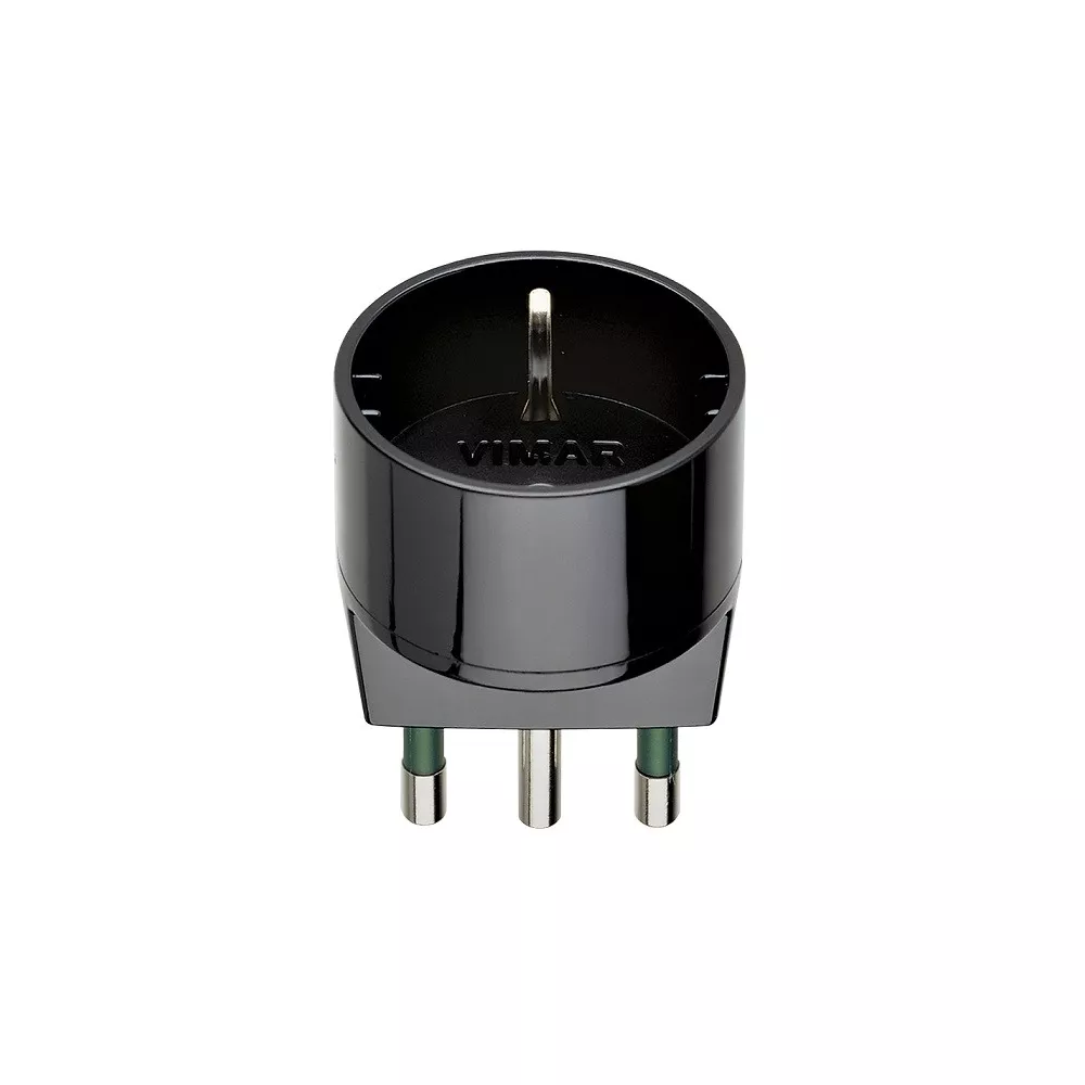 Schuko adapter - 16A large black Vimar plug