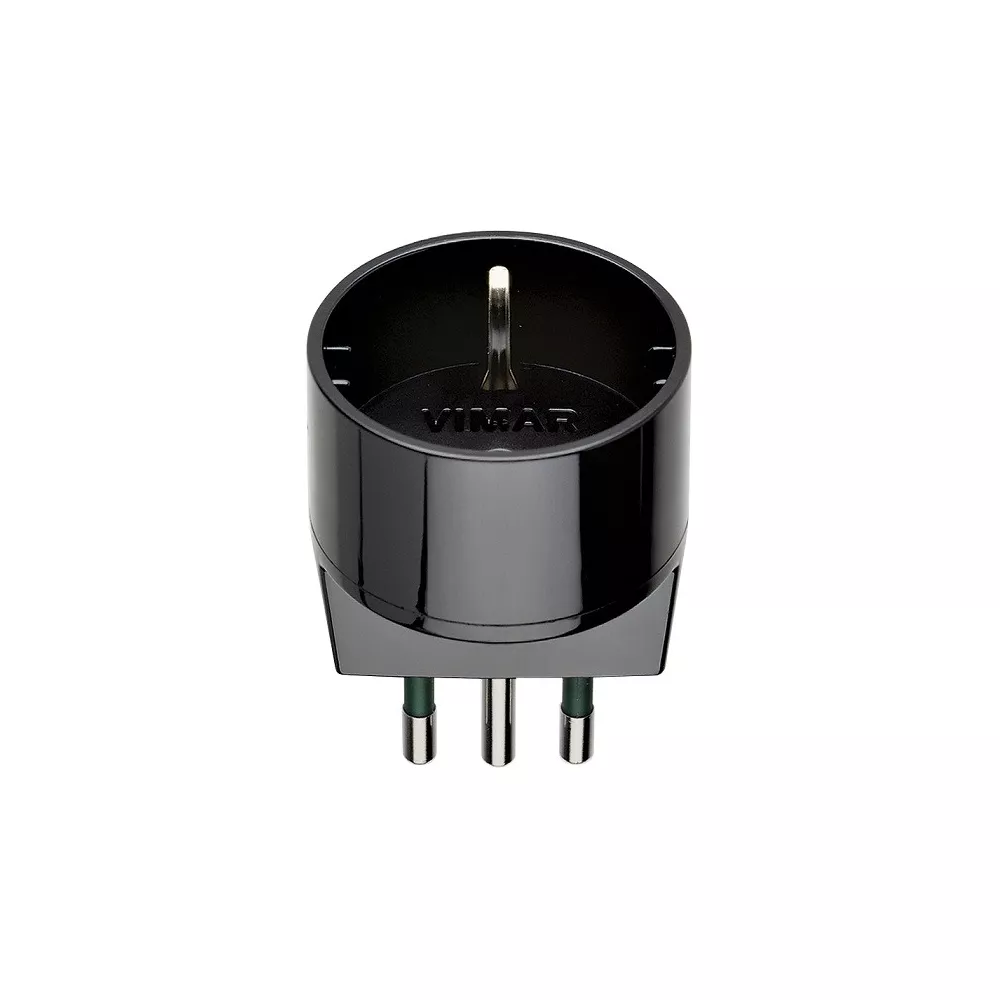 Schuko adapter - Vimar black 10A large plug