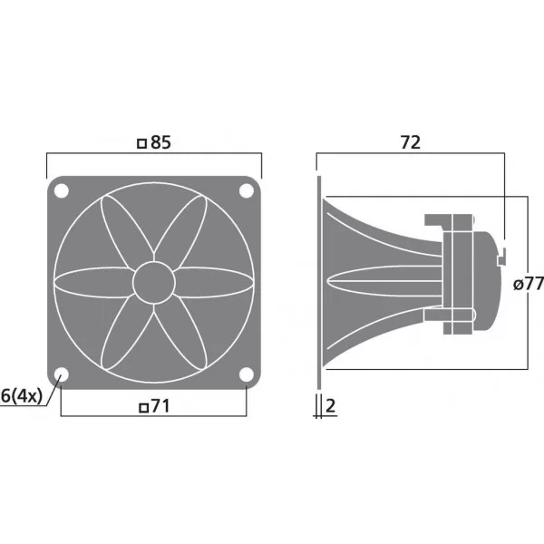 Tweeter piezo a tromba 150W quadrato