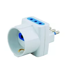 Triple adapter with schuko socket + 2 10A sockets and 10A plug output