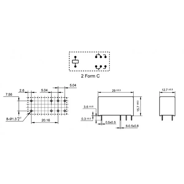 Relay 6V 8A 2 exchanges