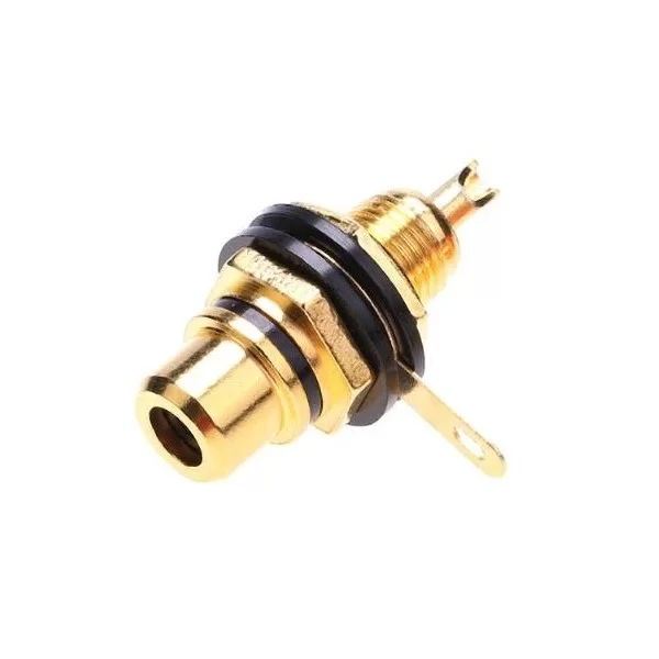 Golden black panel RCA socket