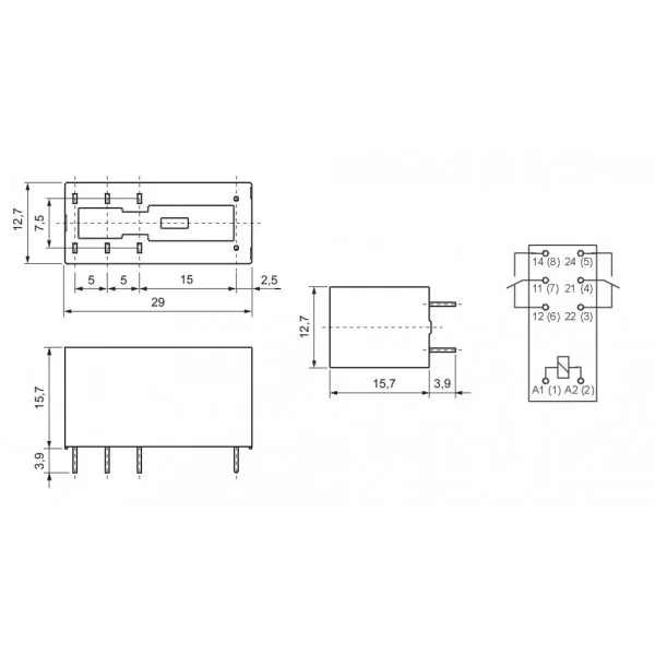 12V 8A relay 2 exchanges