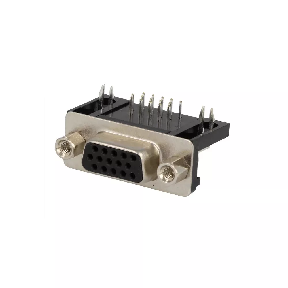 Sub-D 15-pin HD VGA angled socket for PCB