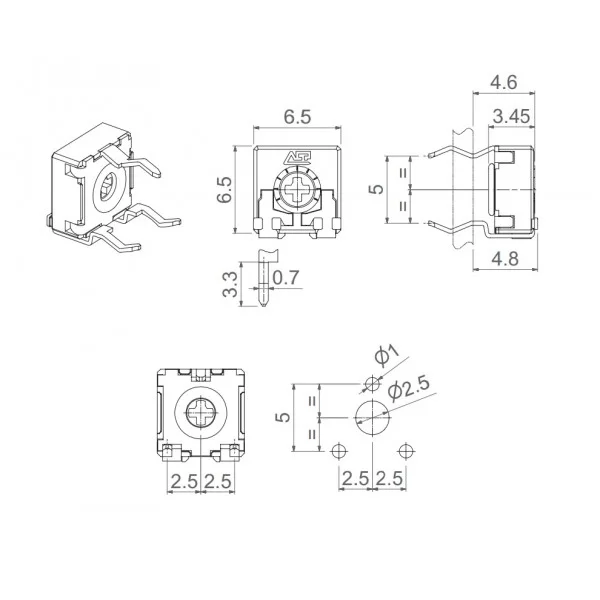 2.2 Kohm horizontal PT6 trimmer