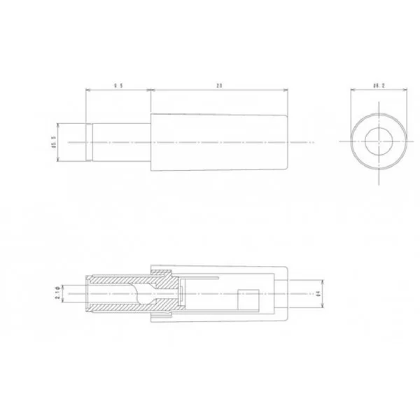 Connettore femmina DC 5.5x2.1mm corto Lumberg