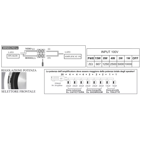 Round built-in speakers 100V 8 ohm 130mm