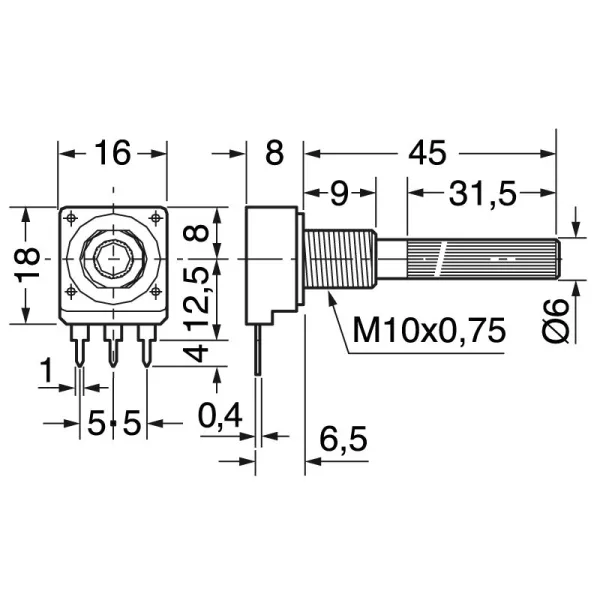 Potenziometro 4.7K ohm lineare